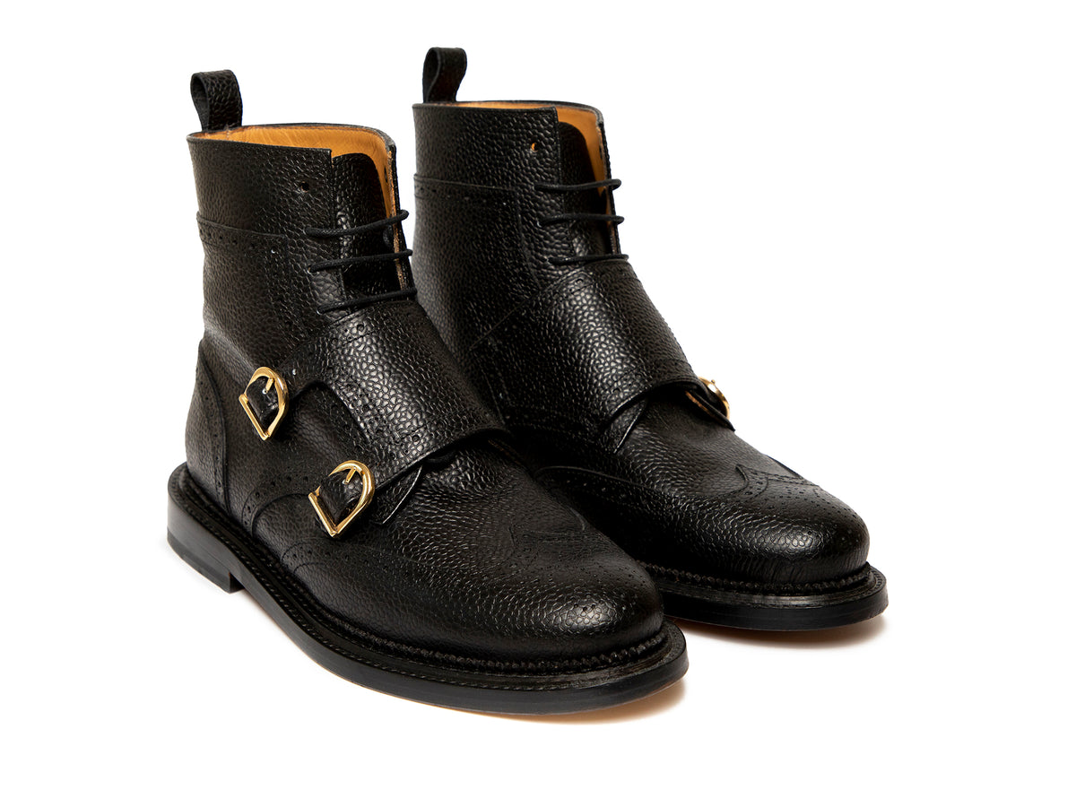 Cheany of London Derby Monk Buckle‎ Black Leather Boots sz UK 12, US 12.5 Becket main image 3
