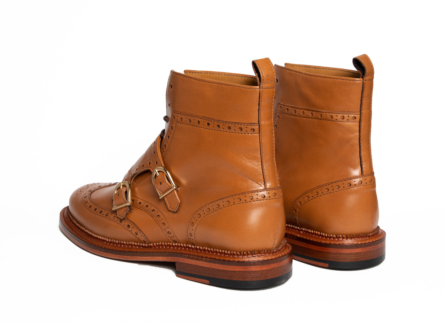 BUFFY - Tan Double Monk Strap Derby Boot