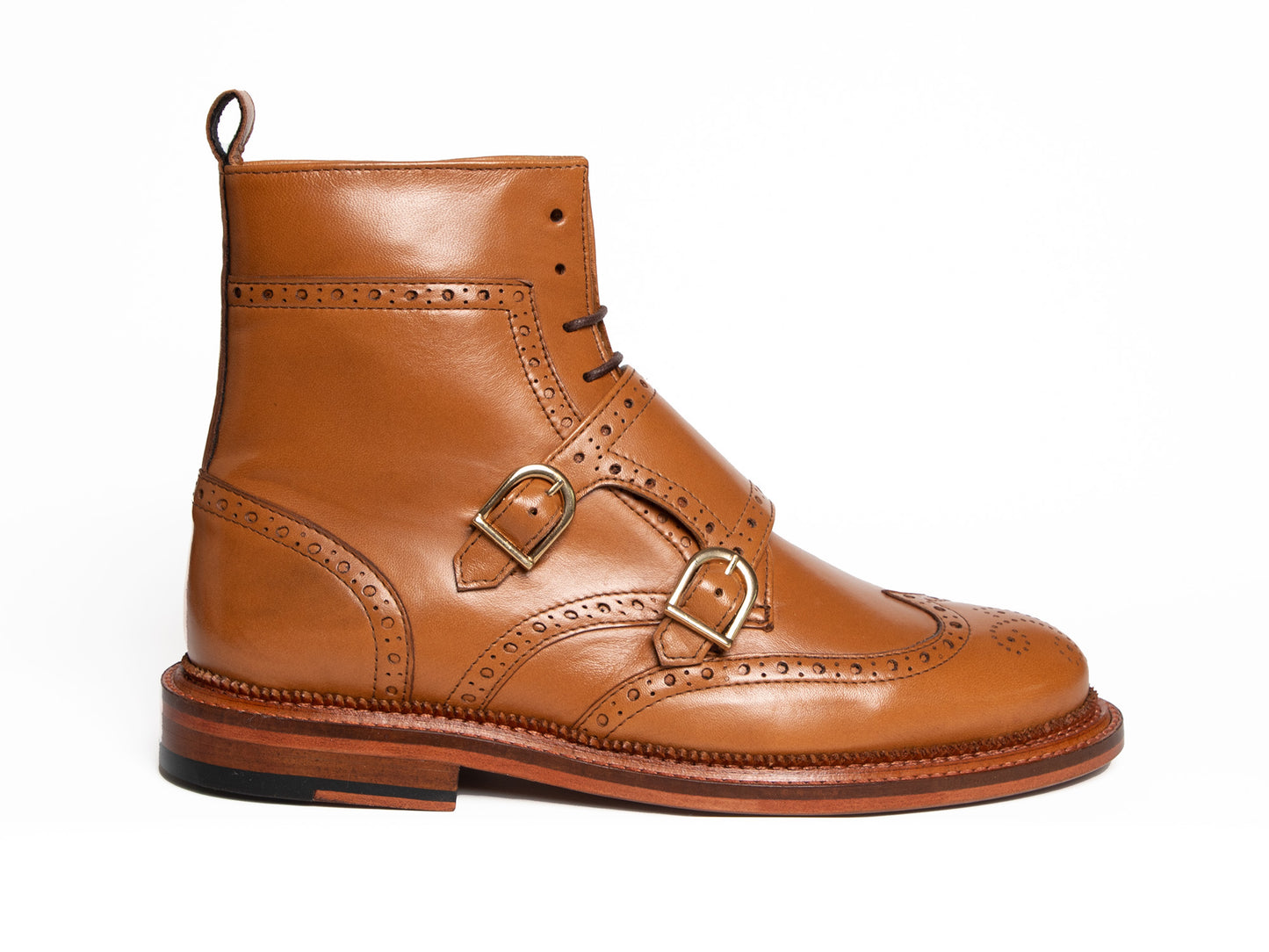 BUFFY - Tan Double Monk Strap Derby Boot