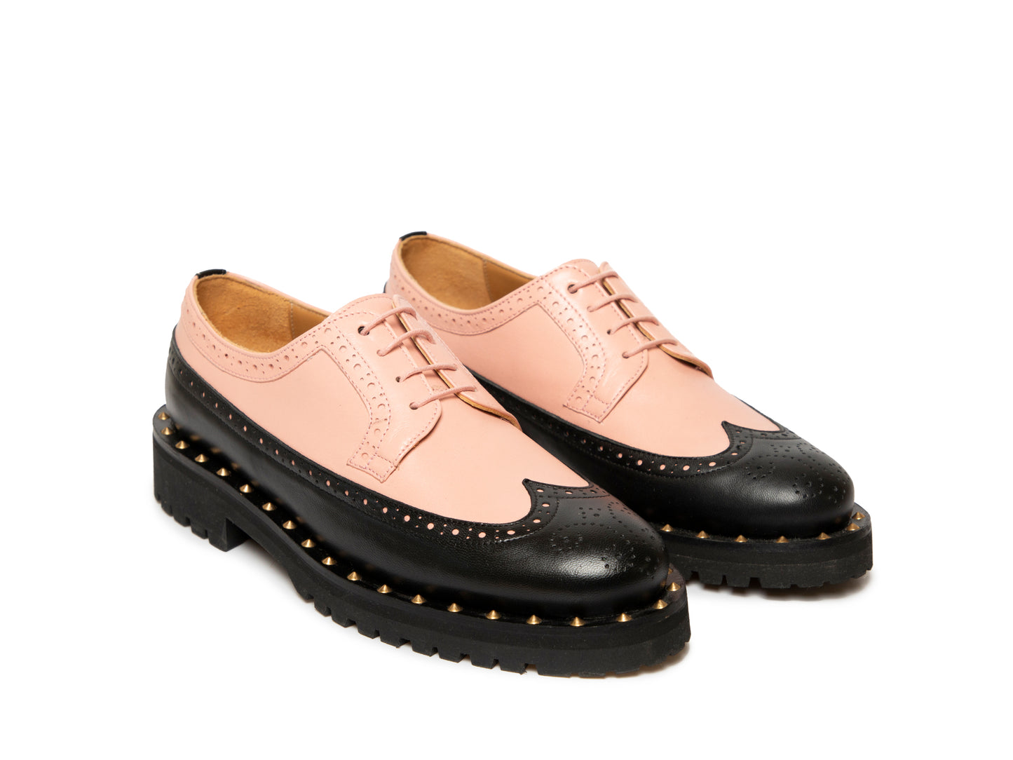 FLAVIA - Pink and Black Long Wing Derby Shoe