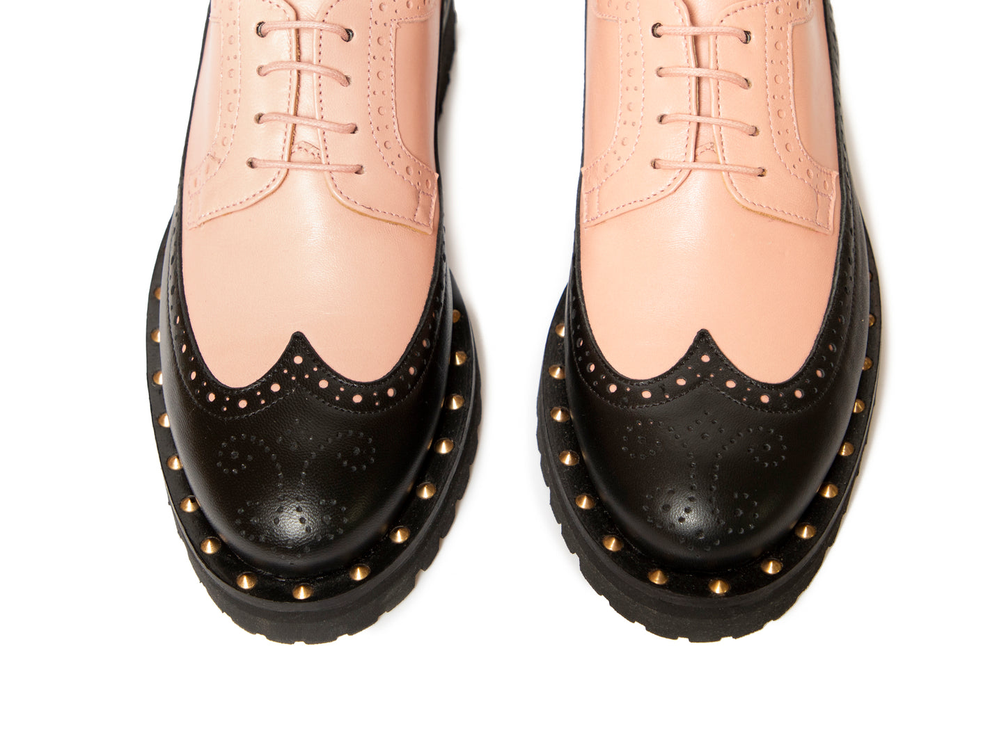 FLAVIA - Pink and Black Long Wing Derby Shoe