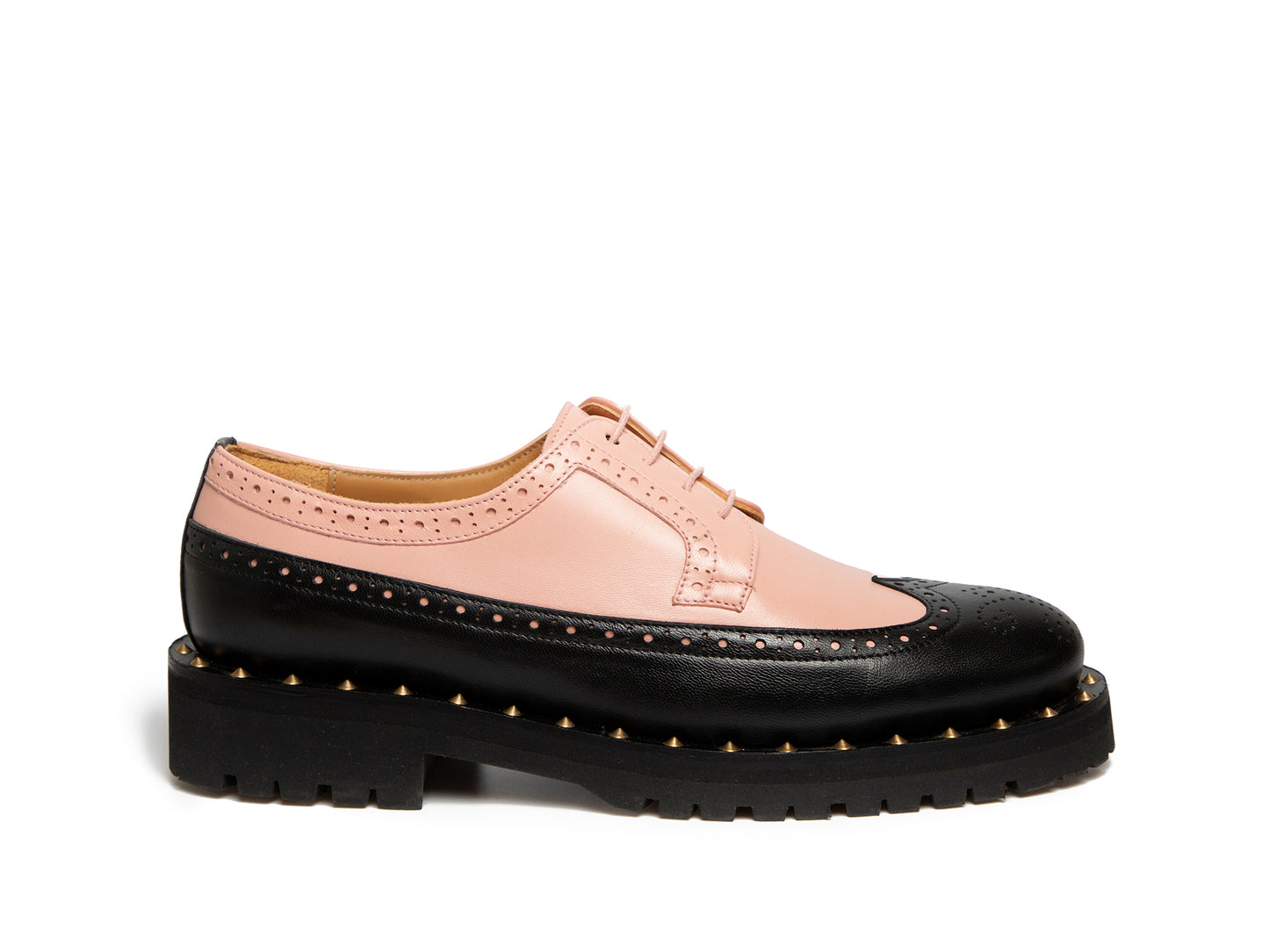 FLAVIA - Pink and Black Long Wing Derby Shoe
