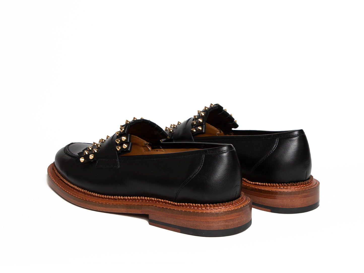 LILY - Black Penny Loafer with Studded Kiltie