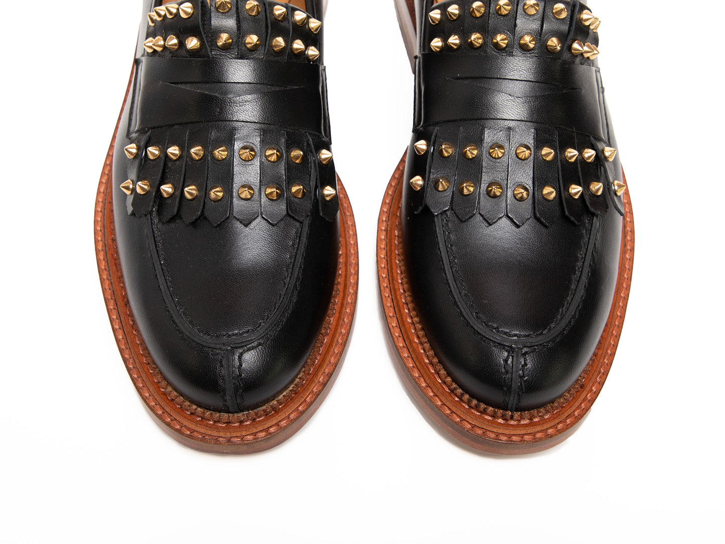 LILY - Black Penny Loafer with Studded Kiltie
